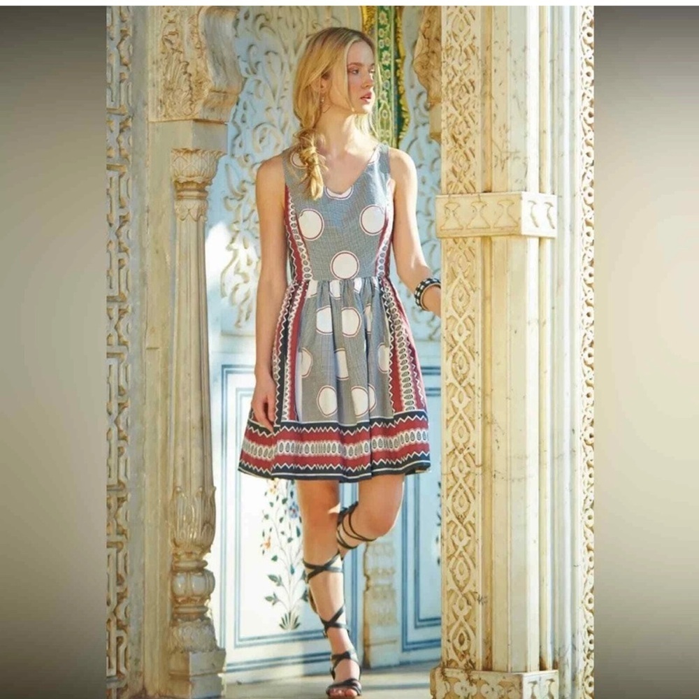 Maeve By Anthropologie Moonsong Dress Cotton Polka Dot Printed Sleeveless Size 4